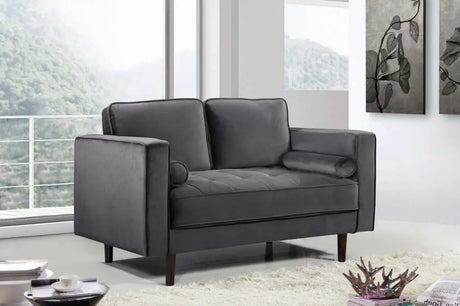 Meridian Furniture - Emily Velvet Loveseat In Grey - 625Grey-L