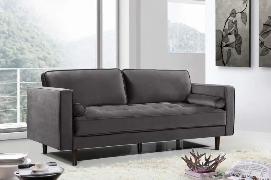 Meridian Furniture - Emily Velvet Sofa In Grey - 625Grey-S