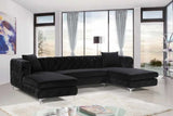 Meridian Furniture - Gail Velvet 3 Piece Sectional In Black - 664Black-Sectional