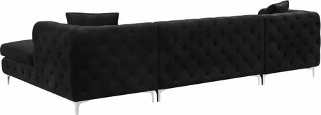 Meridian Furniture - Gail Velvet 3 Piece Sectional In Black - 664Black-Sectional