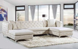 Meridian Furniture - Gail Velvet 3 Piece Sectional In Cream - 664Cream-Sectional