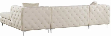 Meridian Furniture - Gail Velvet 3 Piece Sectional In Cream - 664Cream-Sectional