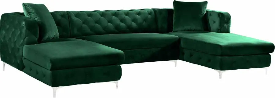 Meridian Furniture - Gail Velvet 3 Piece Sectional In Green - 664Green-Sectional