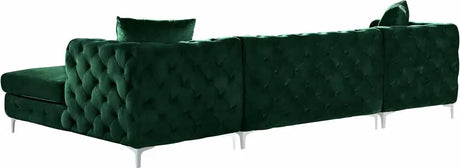 Meridian Furniture - Gail Velvet 3 Piece Sectional In Green - 664Green-Sectional