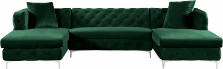 Meridian Furniture - Gail Velvet 3 Piece Sectional In Green - 664Green-Sectional