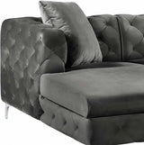 Meridian Furniture - Gail Velvet 3 Piece Sectional In Grey - 664Grey-Sectional