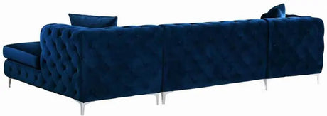 Meridian Furniture - Gail Velvet 3 Piece Sectional In Navy - 664Navy-Sectional