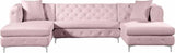 Meridian Furniture - Gail Velvet 3 Piece Sectional In Pink - 664Pink-Sectional