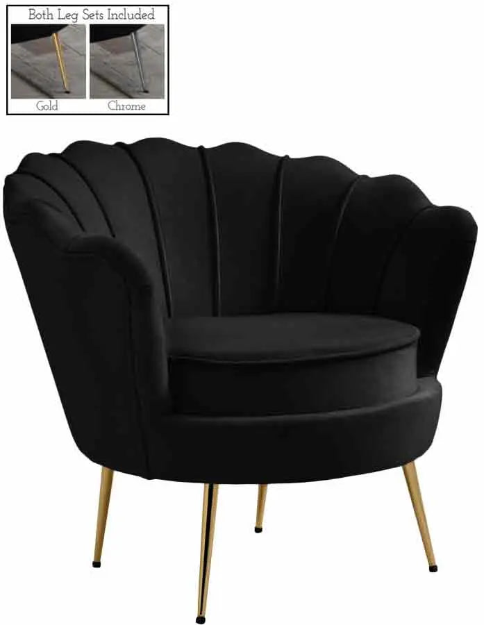Meridian Furniture - Gardenia Velvet Chair In Black - 684Black-C