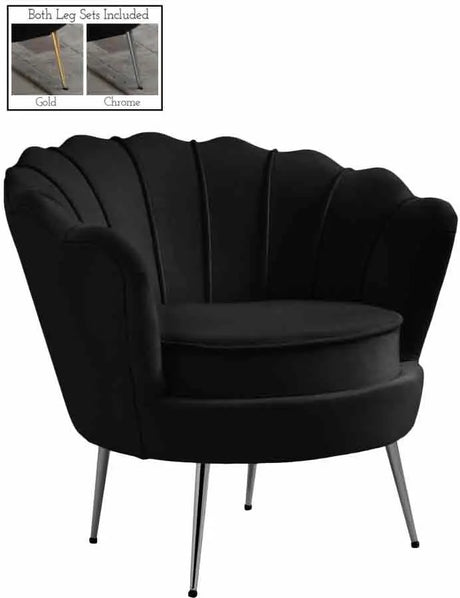 Meridian Furniture - Gardenia Velvet Chair In Black - 684Black-C