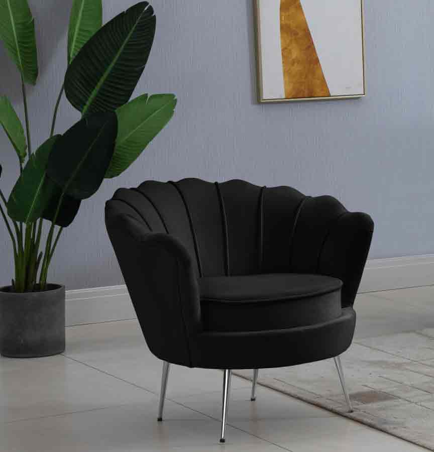Meridian Furniture - Gardenia Velvet Chair In Black - 684Black-C