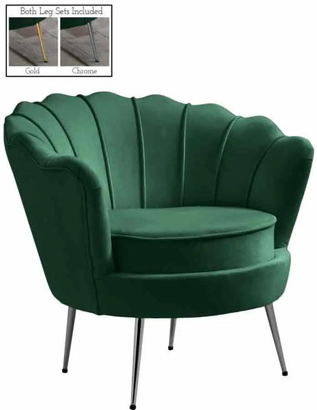 Meridian Furniture - Gardenia Velvet Chair In Green - 684Green-C