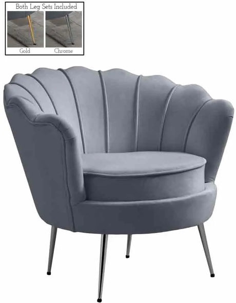 Meridian Furniture - Gardenia Velvet Chair In Grey - 684Grey-C