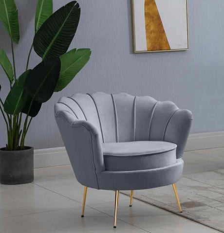 Meridian Furniture - Gardenia Velvet Chair In Grey - 684Grey-C