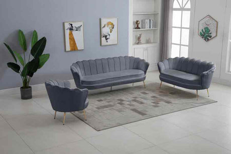 Meridian Furniture - Gardenia Velvet Chair In Grey - 684Grey-C