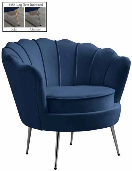 Meridian Furniture - Gardenia Velvet Chair In Navy - 684Navy-C