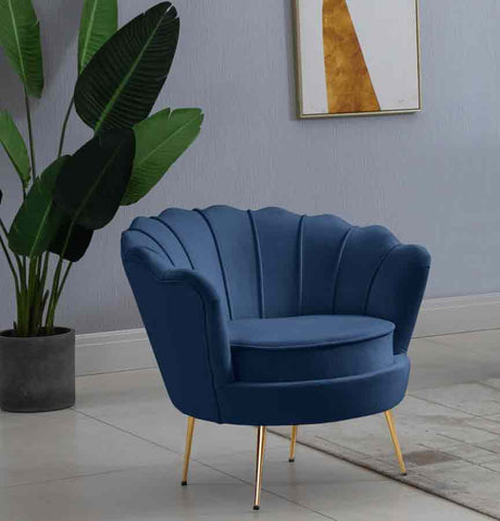 Meridian Furniture - Gardenia Velvet Chair In Navy - 684Navy-C