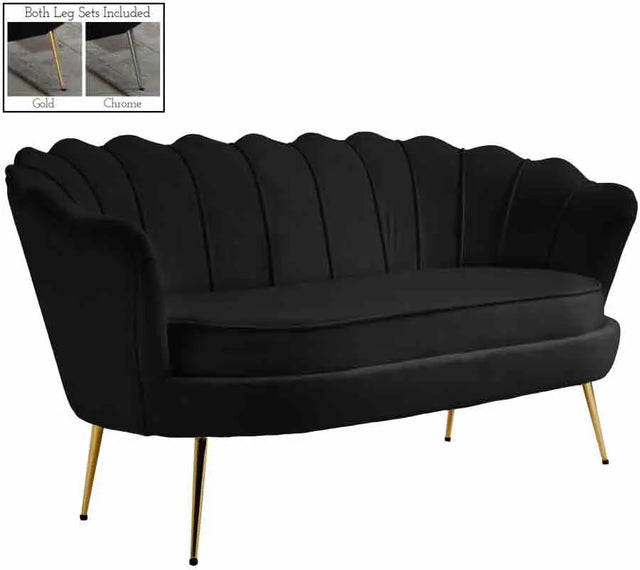 Meridian Furniture - Gardenia Velvet Loveseat In Black - 684Black-L