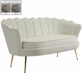 Meridian Furniture - Gardenia Velvet Loveseat In Cream - 684Cream-L