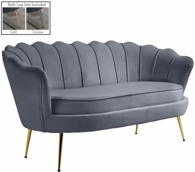 Meridian Furniture - Gardenia Velvet Loveseat In Grey - 684Grey-L