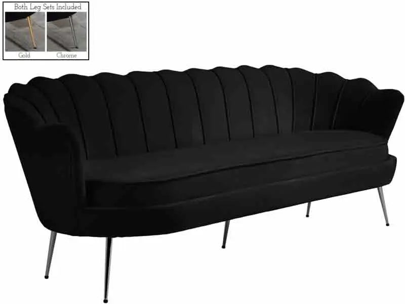 Meridian Furniture - Gardenia Velvet Sofa In Black - 684Black-S