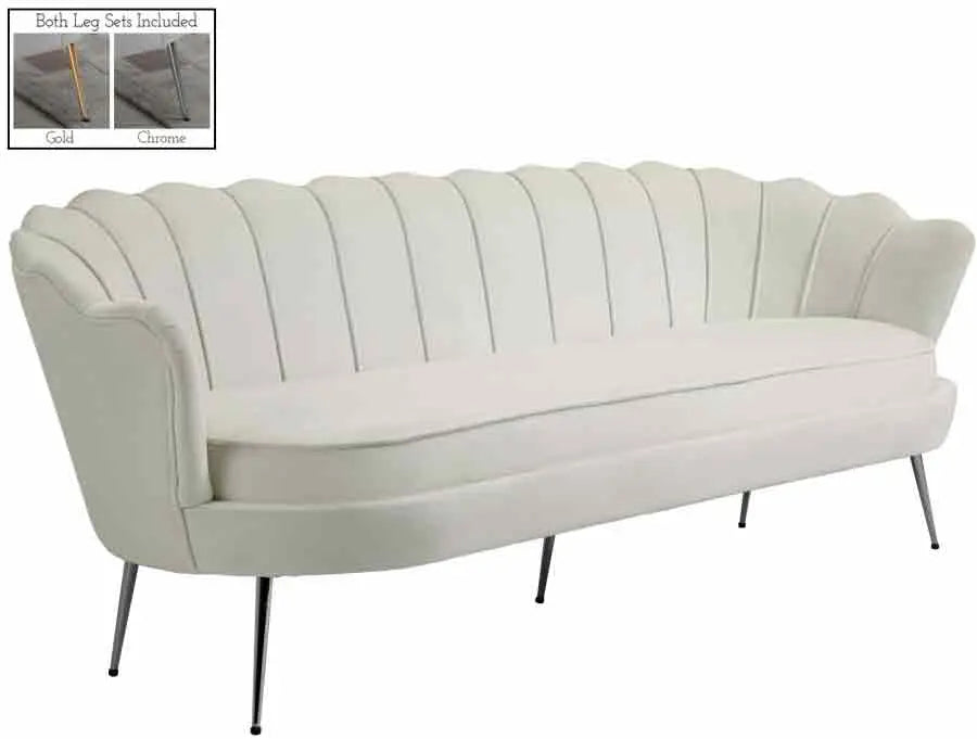 Meridian Furniture - Gardenia Velvet Sofa In Cream - 684Cream-S