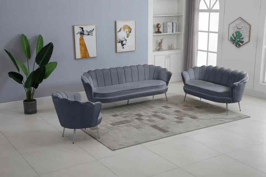 Meridian Furniture - Gardenia Velvet Sofa In Grey - 684Grey-S