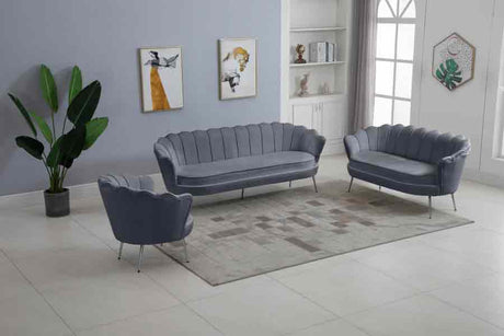 Meridian Furniture - Gardenia Velvet Sofa In Grey - 684Grey-S