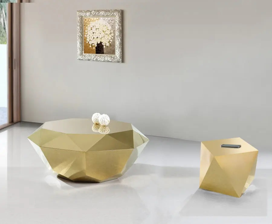 Meridian Furniture - Gemma 3 Piece Occasional Table Set In Gold - 222Gold-3Set