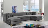 Meridian Furniture - Graham Velvet 3 Piece Sectional In Grey - 661Grey-Sectional