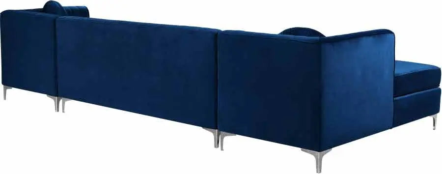 Meridian Furniture - Graham Velvet 3 Piece Sectional In Navy - 661Navy-Sectional