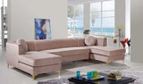 Meridian Furniture - Graham Velvet 3 Piece Sectional In Pink - 661Pink-Sectional