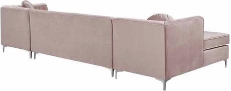 Meridian Furniture - Graham Velvet 3 Piece Sectional In Pink - 661Pink-Sectional