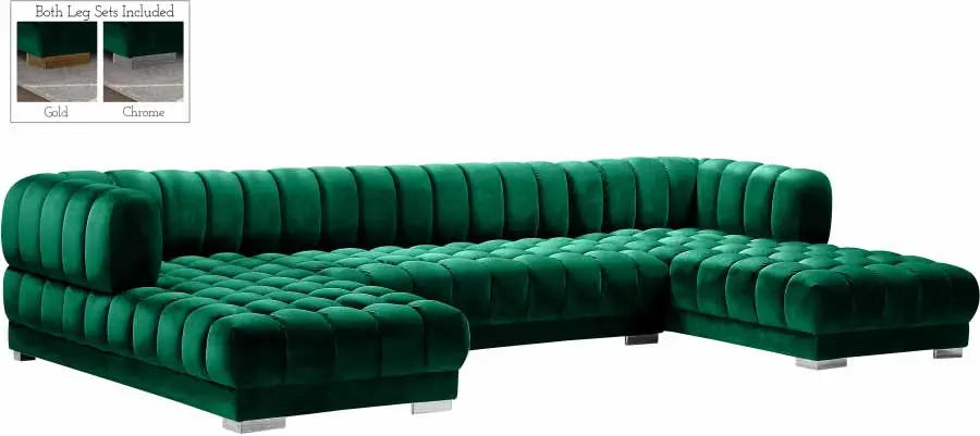 Meridian Furniture - Gwen 3 Piece Sectional In Green - 653Green-Sectional