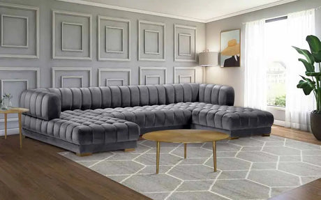 Meridian Furniture - Gwen 3 Piece Sectional In Grey - 653Grey-Sectional