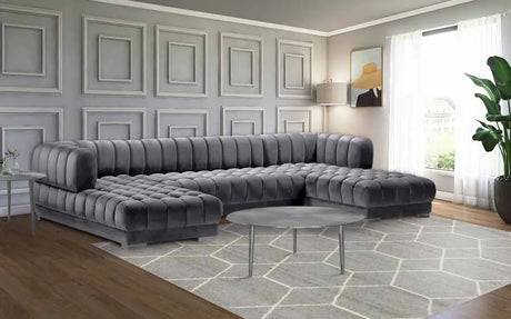 Meridian Furniture - Gwen 3 Piece Sectional In Grey - 653Grey-Sectional