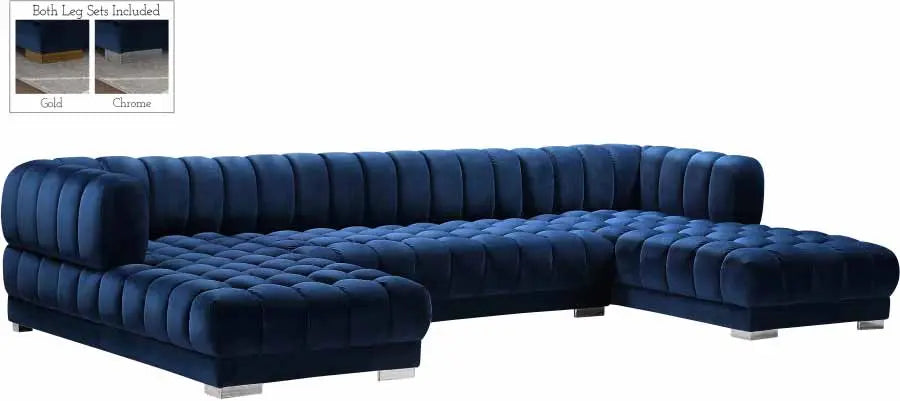 Meridian Furniture - Gwen 3 Piece Sectional In Navy - 653Navy-Sectional