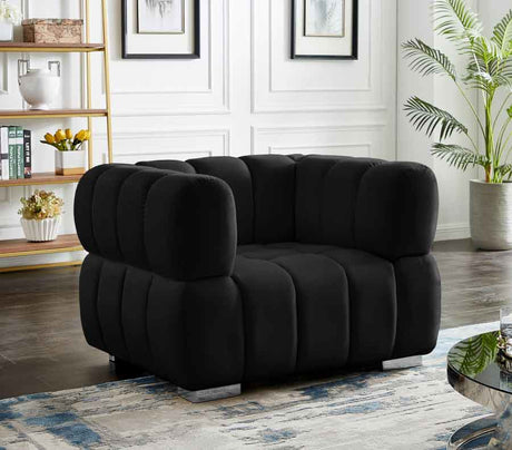 Meridian Furniture - Gwen Velvet Chair In Black - 670Black-C