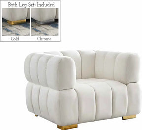 Gwen Velvet Chair In Cream - 670Cream-C | Meridian