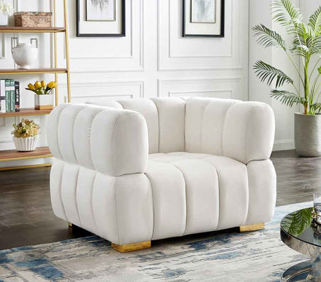 Meridian Furniture - Gwen Velvet Chair In Cream - 670Cream-C