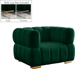 Gwen Velvet Chair In Green - 670Green-C | Meridian