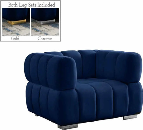 Meridian Furniture - Gwen Velvet Chair In Navy - 670Navy-C