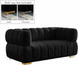 Gwen Velvet Loveseat In Black - 670Black-L | Meridian