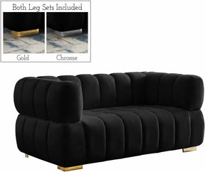 Gwen Velvet Loveseat In Black - 670Black-L | Meridian