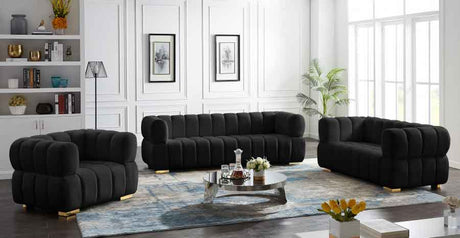 Meridian Furniture - Gwen Velvet Loveseat In Black - 670Black-L