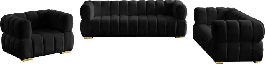 Meridian Furniture - Gwen Velvet Loveseat In Black - 670Black-L