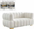 Gwen Velvet Loveseat In Cream - 670Cream-L | Meridian
