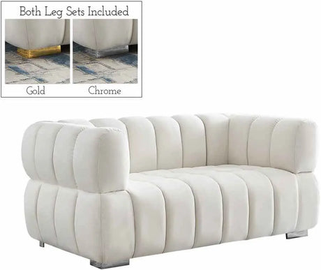 Meridian Furniture - Gwen Velvet Loveseat In Cream - 670Cream-L