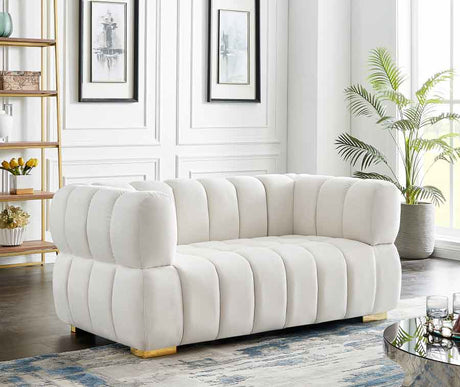 Meridian Furniture - Gwen Velvet Loveseat In Cream - 670Cream-L