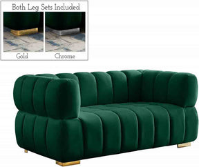 Gwen Velvet Loveseat In Green - 670Green-L | Meridian